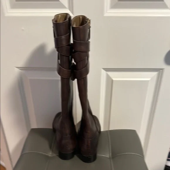 Brown Leather Knee-High Boots - Picture 3 of 7
